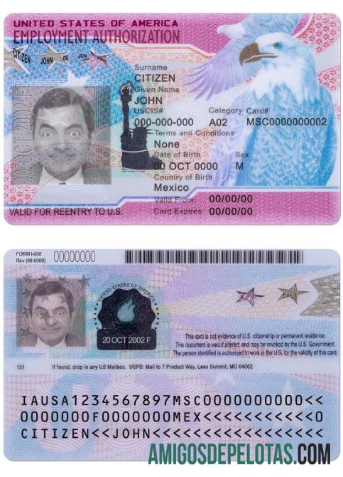 Amostra de Autorização de Emprego nos EUA